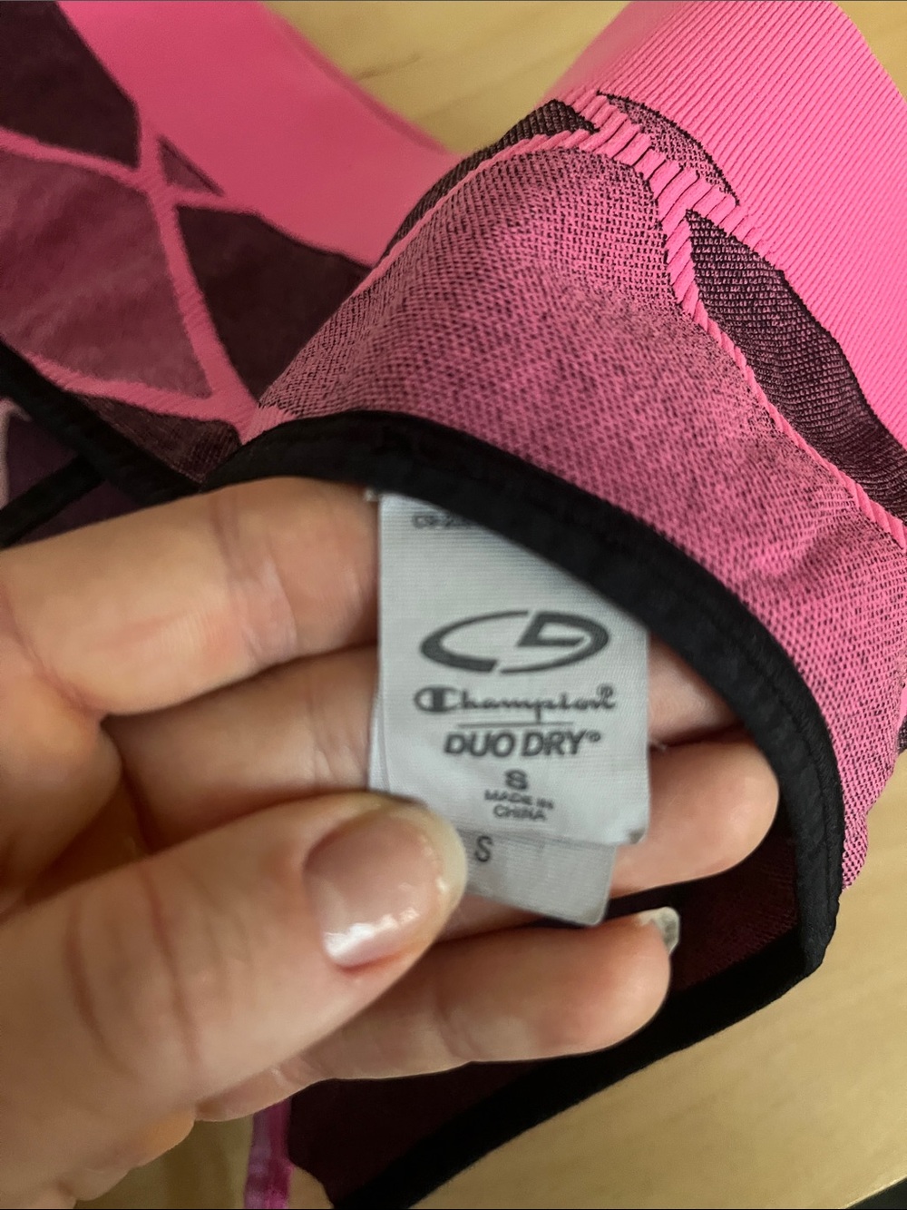 7/$20 Seamless Pink Sports Bra with Contrast Black Straps - Picture 2 of 4